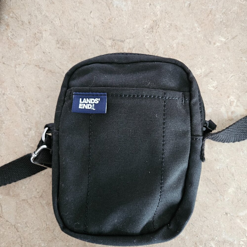 Lands End Black Mini Crossbody Travel Purse Bag